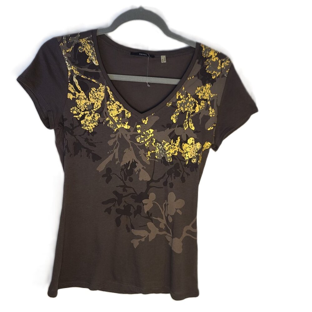 TAHARI New With Tag (NWT) 100% Cotton V-Neck Tee Women's Size Small